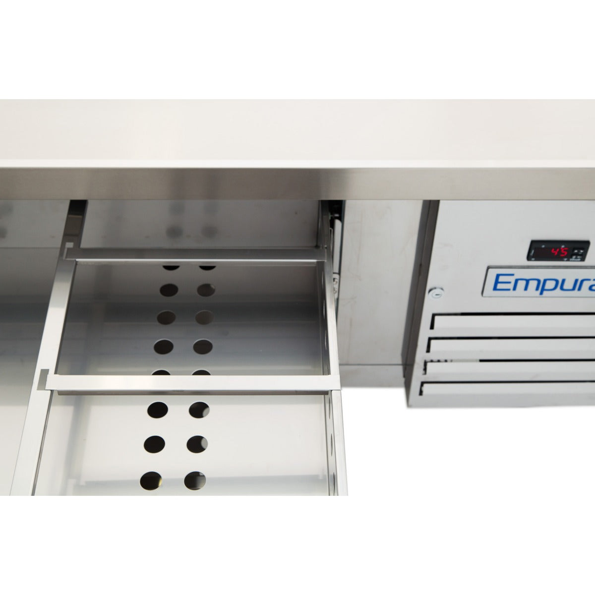 74" 4 Drawer Refrigerated Commercial Chef Base - 12" Depth Pan Equipment Stand, Refrigerated Base Empura