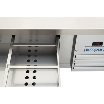 74" 4 Drawer Refrigerated Commercial Chef Base - 12" Depth Pan Equipment Stand, Refrigerated Base Empura
