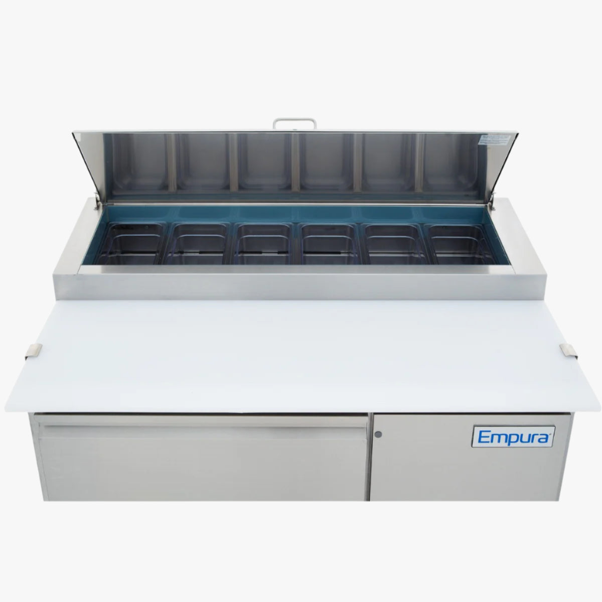 47" 1 Door Commercial Refrigerated Stainless Steel Pizza Prep Table Refrigerated Counter, Pizza Prep Table Empura