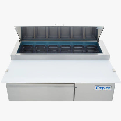 47" 1 Door Commercial Refrigerated Stainless Steel Pizza Prep Table Refrigerated Counter, Pizza Prep Table Empura