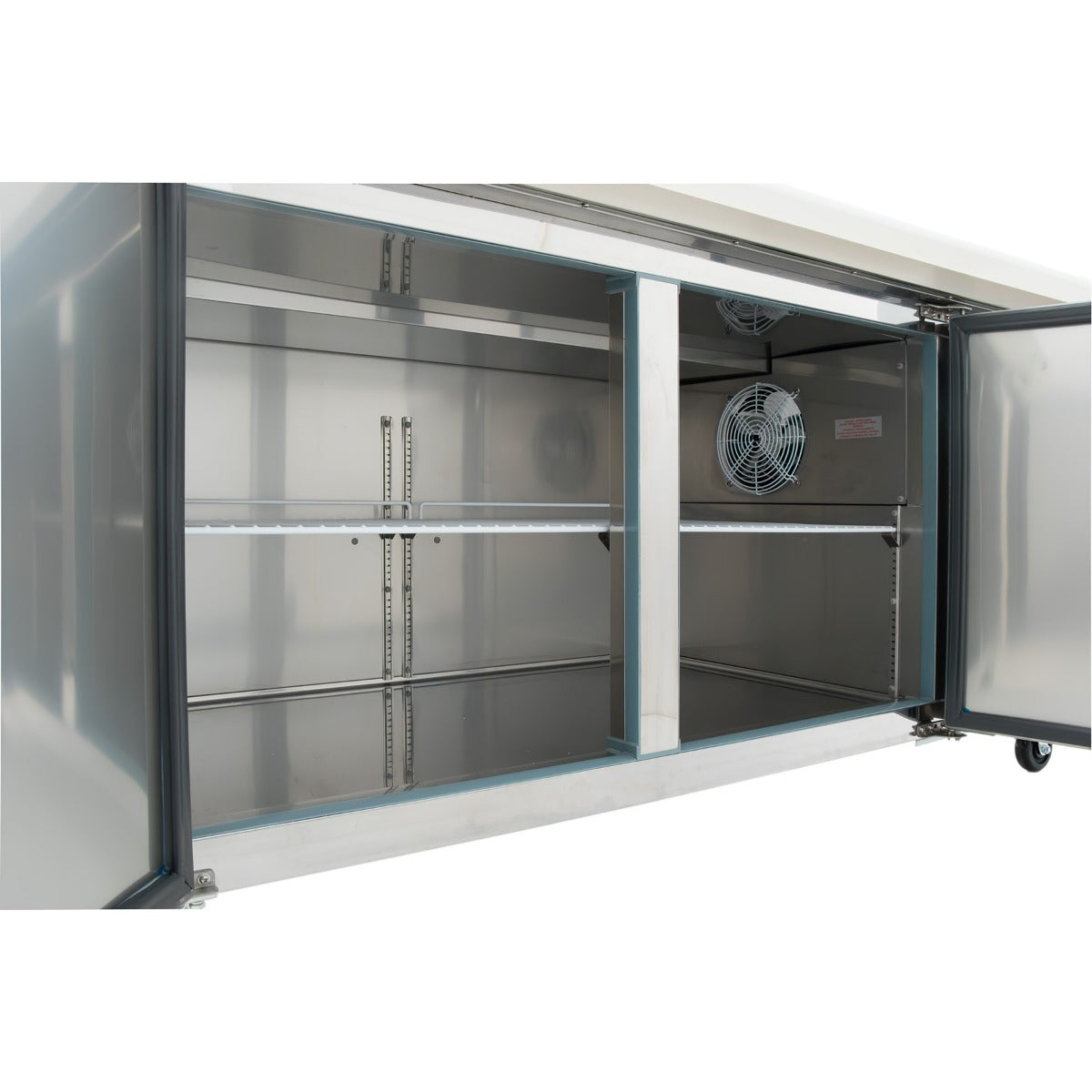 71" 2 Door Commercial Refrigerated Stainless Steel Pizza Prep Table Refrigerated Counter, Pizza Prep Table Empura