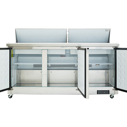 72" 3 Door Commercial Refrigerated Sandwich and Salad Prep Table Refrigerated Counter, Sandwich / Salad Unit Empura