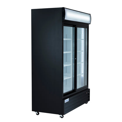 52" Black Sliding Commercial Glass Door Merchandiser Refrigerator - 42 cu ft Refrigerator, Merchandiser Empura