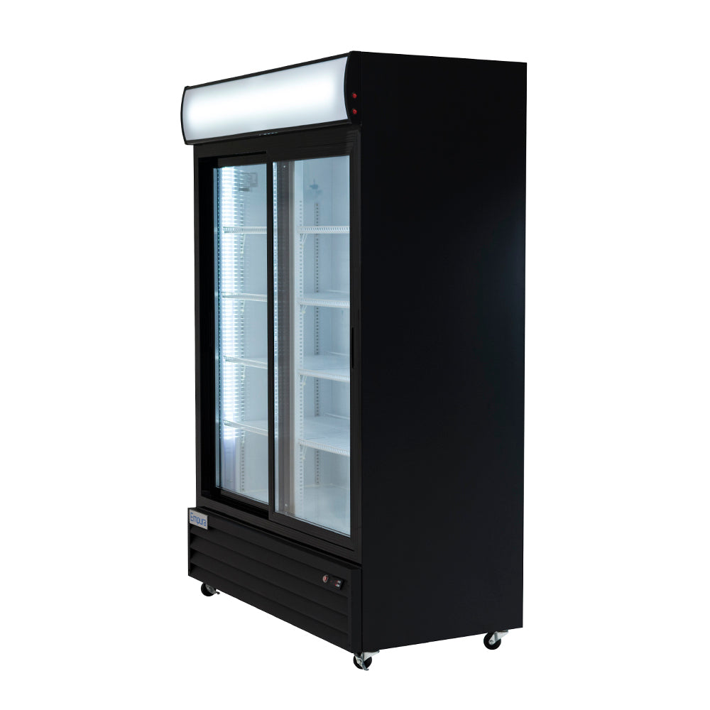 Empura ESM-42B 52.3" Black Sliding Glass Door Merchandiser Refrigerator With 2 Doors, 42 Cubic Ft, 115 Volts