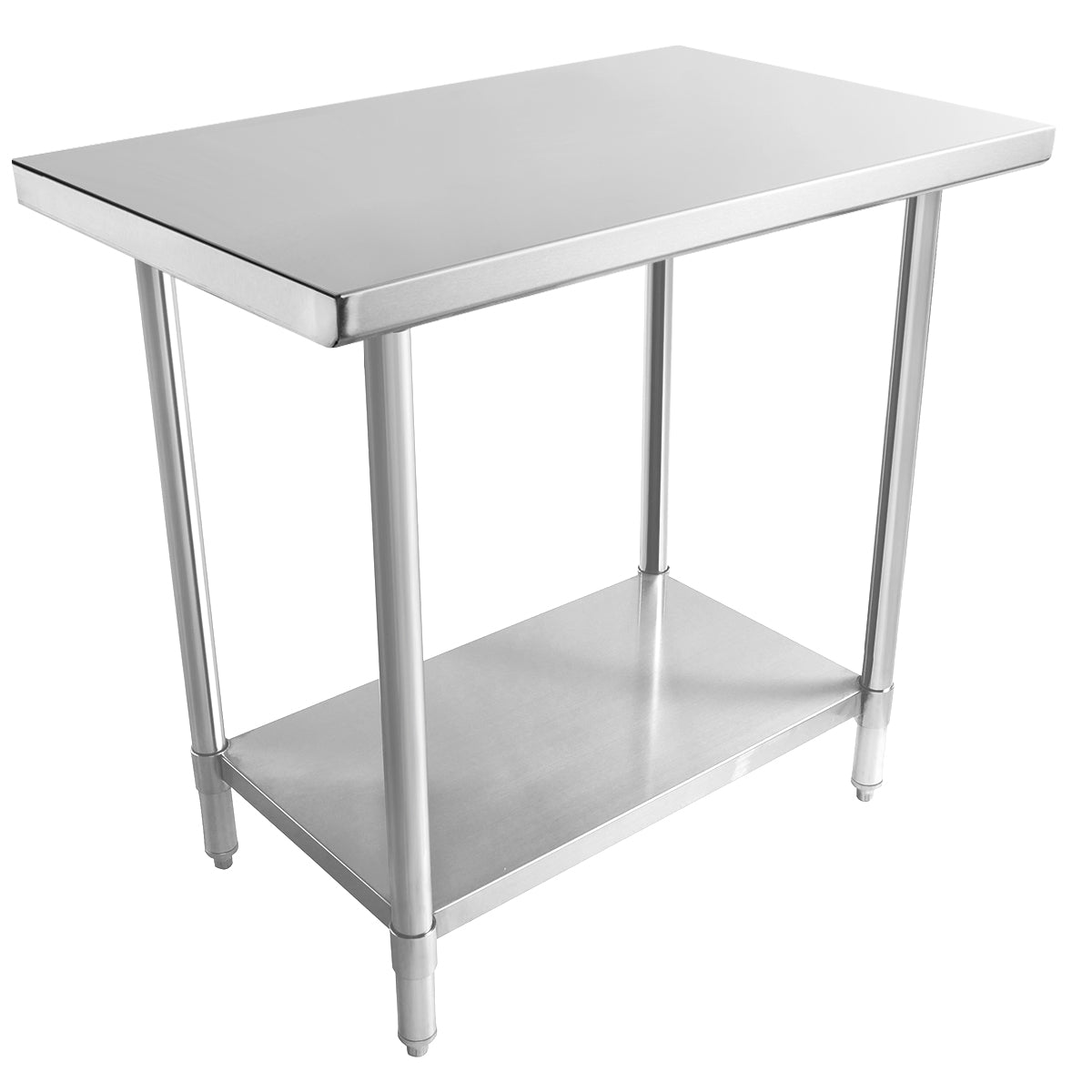 Empura 36" x 24" 16-Gauge 304 Stainless Steel Commercial Work Table with Flat Top plus 430 Stainless Steel Legs and Undershelf