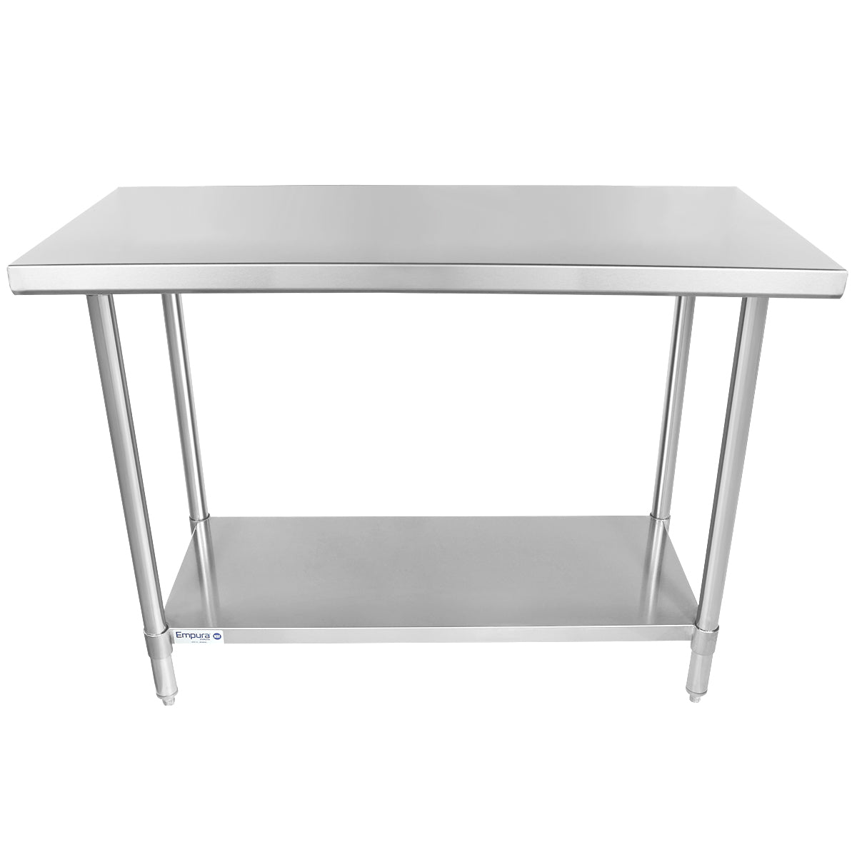 Empura 60" x 24" 16-Gauge 304 Stainless Steel Commercial Work Table with Flat Top plus 430 Stainless Steel Legs and Undershelf