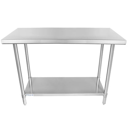 60" x 24" Super Duty Work Table 16 Gauge 304 Stainless Steel with Stainless Steel Legs and Undershelf, NSF Work Table, 54" - 62", Stainless Steel Top Empura
