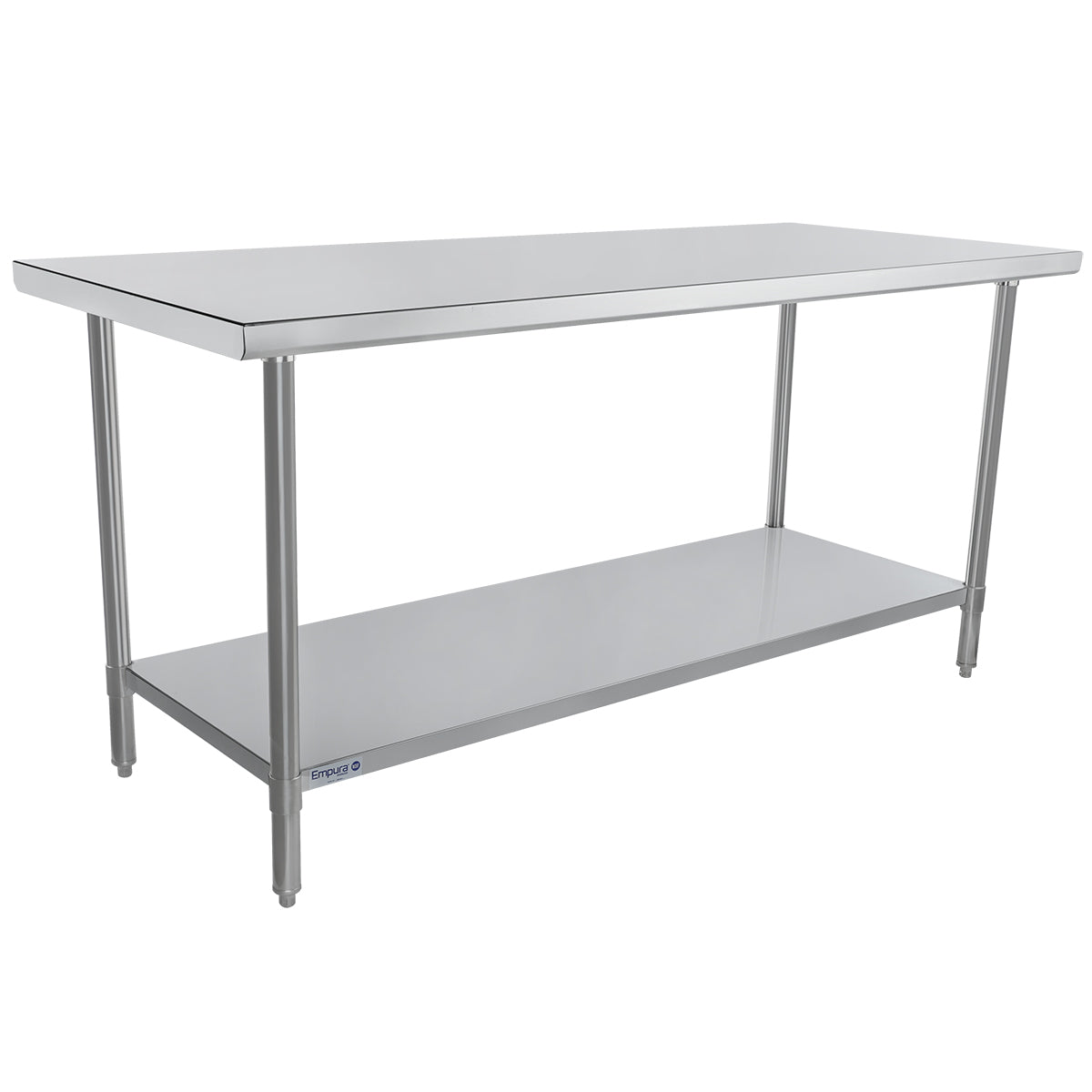 Empura 72" x 30" 16-Gauge 304 Stainless Steel Commercial Work Table with Flat Top plus 430 Stainless Steel Legs and Undershelf