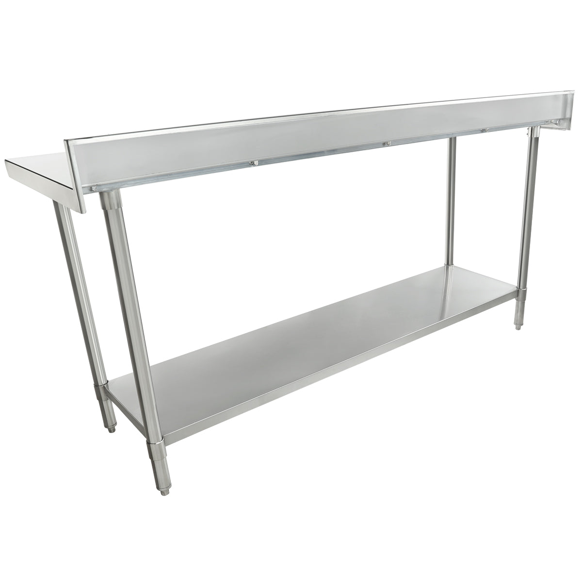 Empura 72" x 24" 16-Gauge 304 Stainless Steel Commercial Work Table with 4" Backsplash plus 430 Stainless Steel Legs and Undershelf