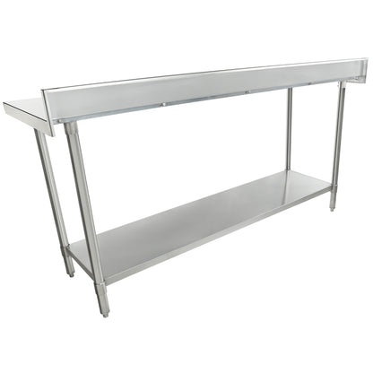 72" x 24" Super Duty Work Table 16 Gauge Stainless Steel with 4" Backsplash and 18 Gauge Stainless Steel Undershelf, NSF Work Table, 63" - 72", Stainless Steel Top Empura