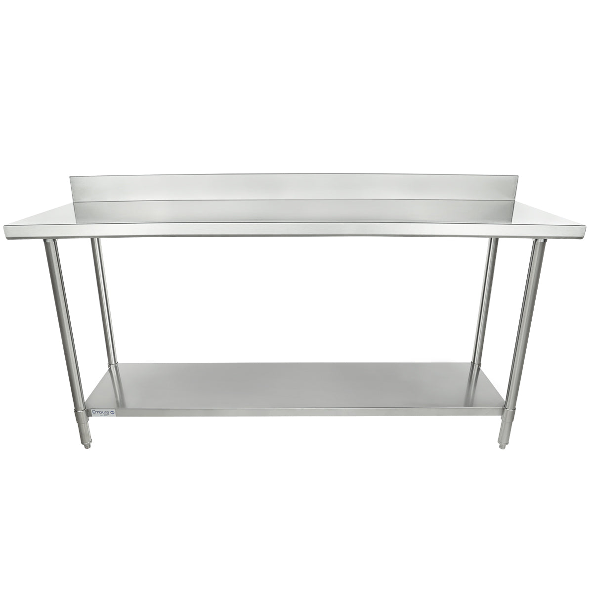 72" x 24" Super Duty Work Table 16 Gauge Stainless Steel with 4" Backsplash and 18 Gauge Stainless Steel Undershelf, NSF Work Table, 63" - 72", Stainless Steel Top Empura