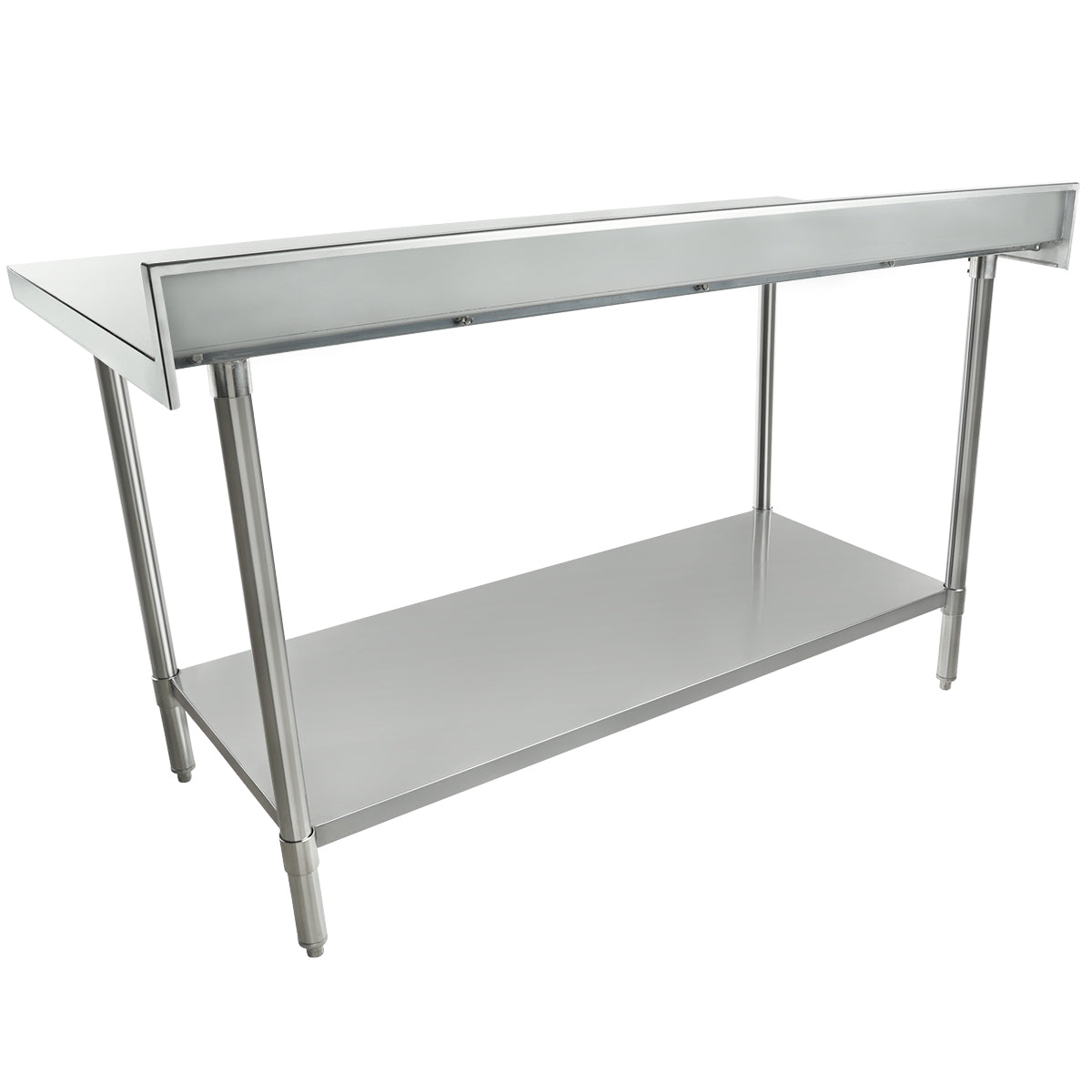 Empura 60" x 30" 16-Gauge 304 Stainless Steel Commercial Work Table with 4" Backsplash plus 430 Stainless Steel Legs and Undershelf