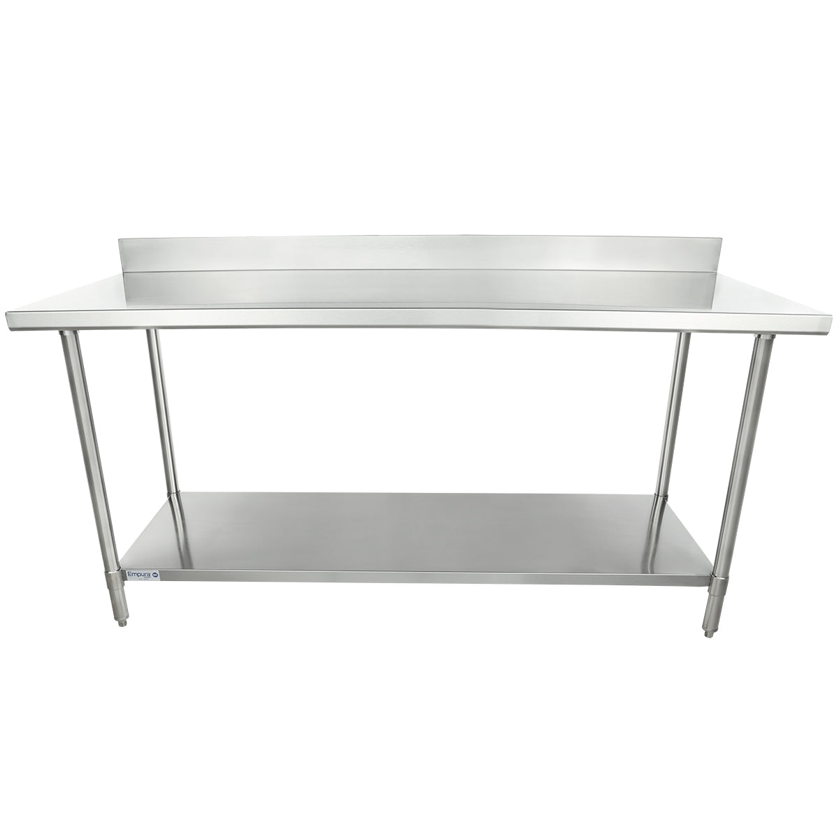 Empura 72" x 30" 16-Gauge 304 Stainless Steel Commercial Work Table with 4" Backsplash plus 430 Stainless Steel Legs and Undershelf