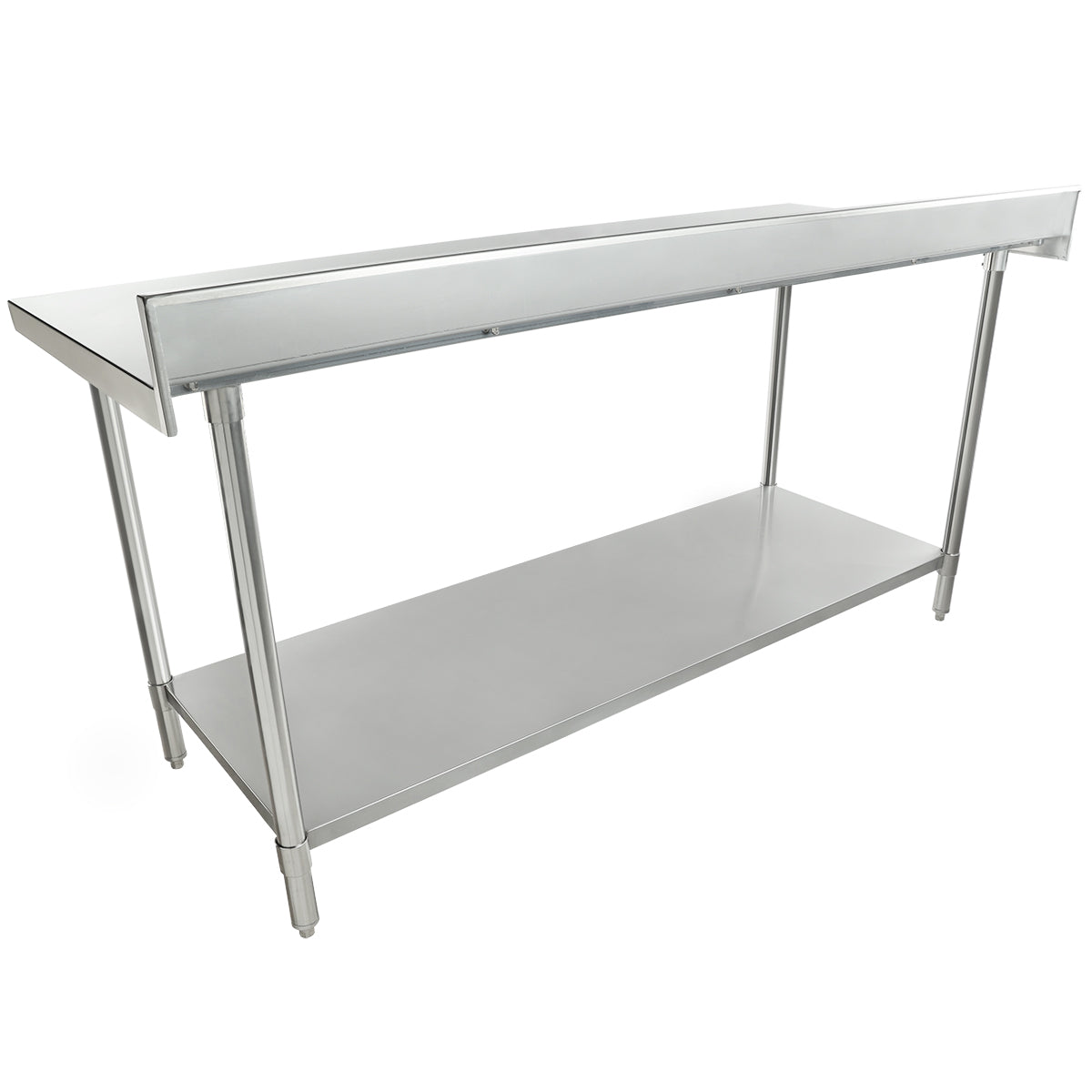 Empura 72" x 30" 16-Gauge 304 Stainless Steel Commercial Work Table with 4" Backsplash plus 430 Stainless Steel Legs and Undershelf