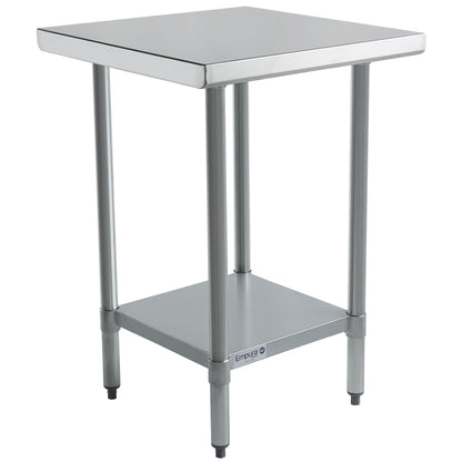 24" x 24" Standard Duty Work Table 18 Gauge 304 Stainless Steel with Galvanized Legs and Undershelf, NSF Work Table, 24" - 27", Stainless Steel Top Empura