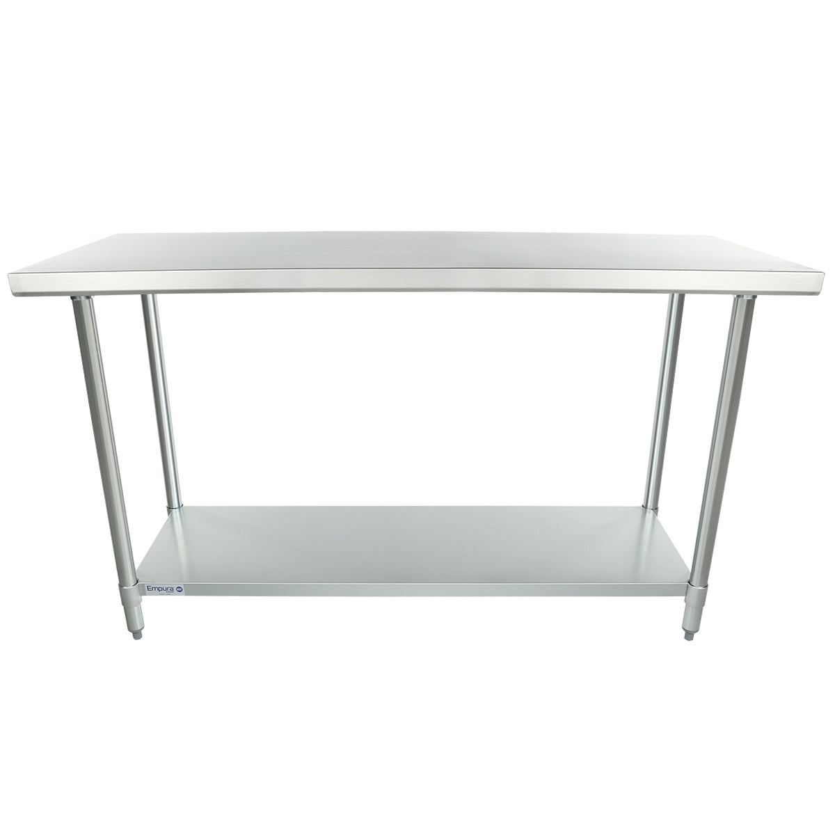 Empura 60" x 24" 18-Gauge 304 Stainless Steel Commercial Work Table with Flat Top Galvanized Legs and Undershelf