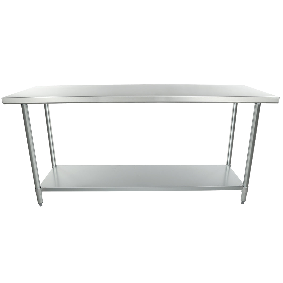 Empura 72" x 24" 18-Gauge 304 Stainless Steel Commercial Work Table with Flat Top Galvanized Legs and Undershelf