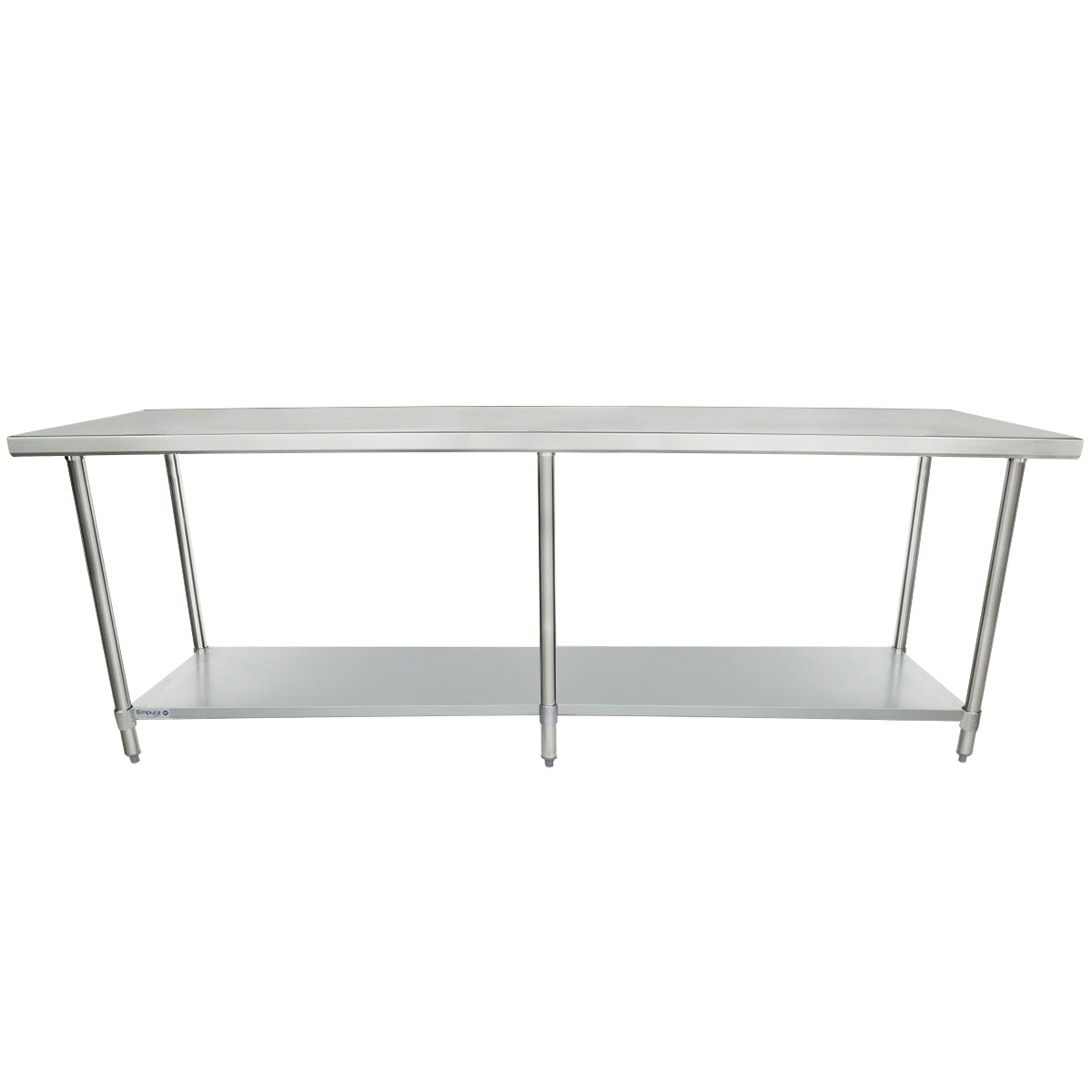 Empura 96" x 24" 18-Gauge 430 Stainless Steel Commercial Work Table with Flat Top Galvanized Legs and Undershelf