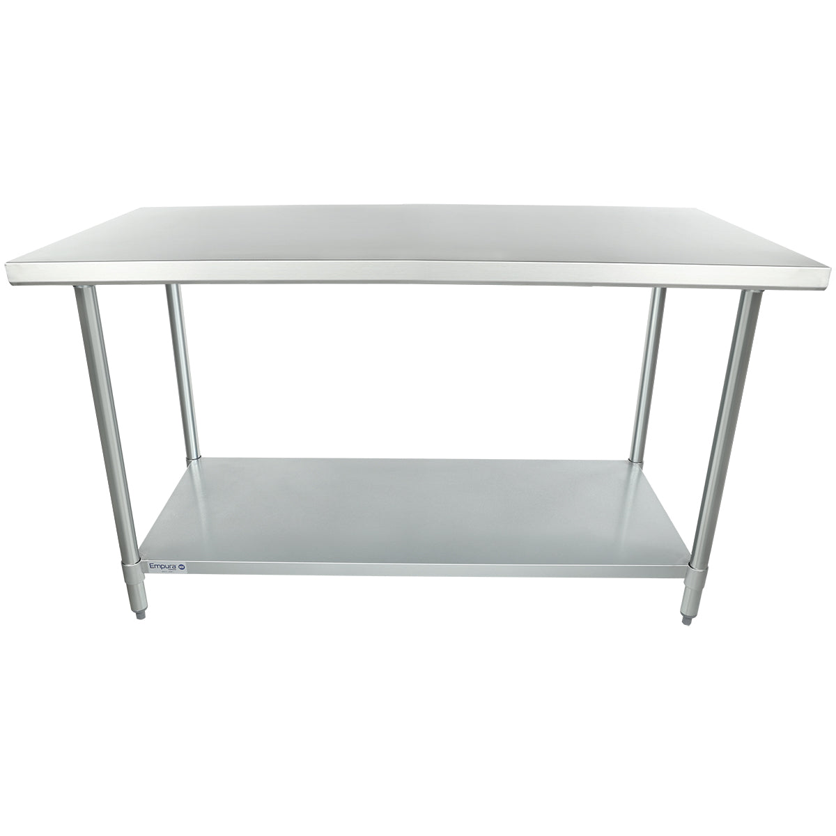 Empura 60" x 30" 18-Gauge 304 Stainless Steel Commercial Work Table with Flat Top Galvanized Legs and Undershelf