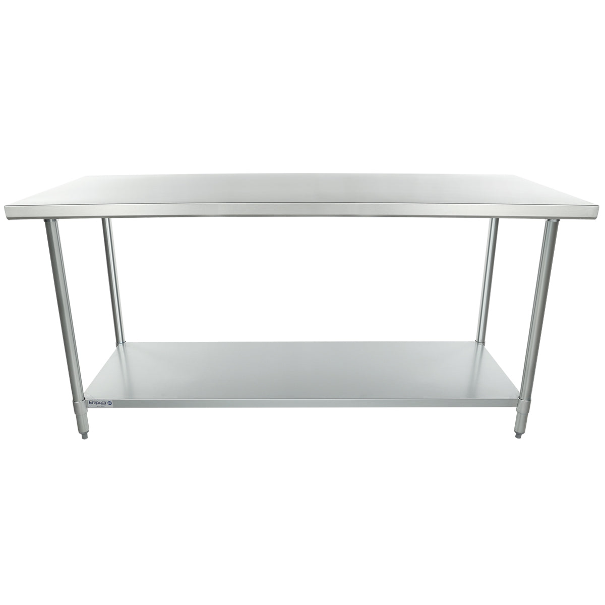 Empura 72" x 30" 18-Gauge 304 Stainless Steel Commercial Work Table with Flat Top Galvanized Legs and Undershelf