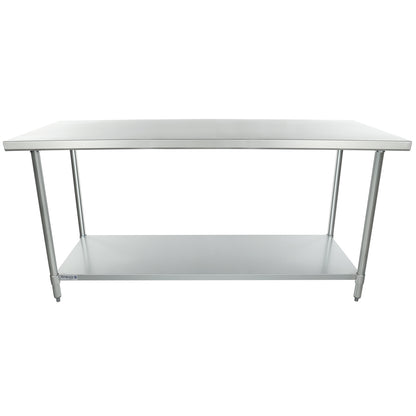 72" x 30" Standard Duty Work Table 18 Gauge 304 Stainless Steel with Galvanized Legs and Undershelf, NSF Work Table, 63" - 72", Stainless Steel Top Empura