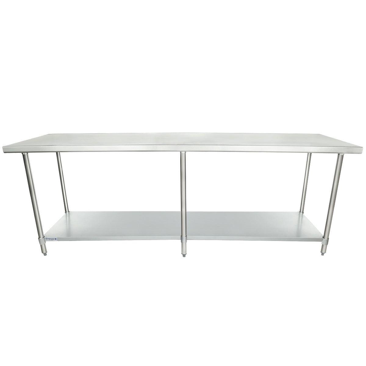 Empura 96" x 30" 18-Gauge 430 Stainless Steel Commercial Work Table with Flat Top Galvanized Legs and Undershelf