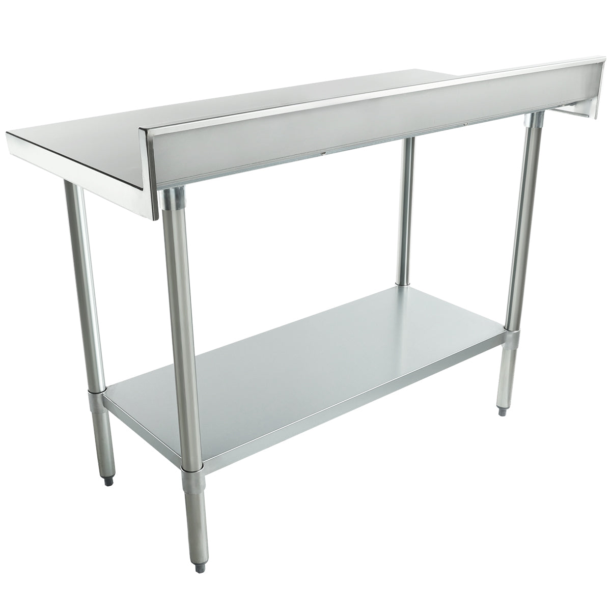 Empura 48" x 24" 18-Gauge 304 Stainless Steel Commercial Work Table with 4" Backsplash Galvanized Legs and Undershelf