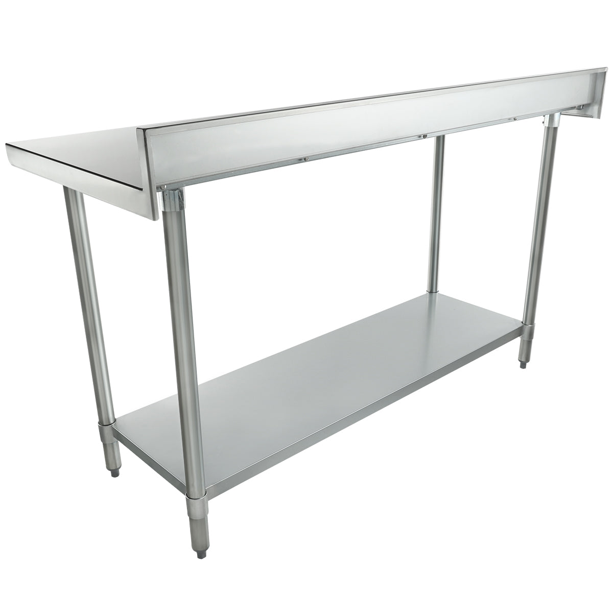 Empura 60" x 24" 18-Gauge 304 Stainless Steel Commercial Work Table with 4" Backsplash Galvanized Legs and Undershelf