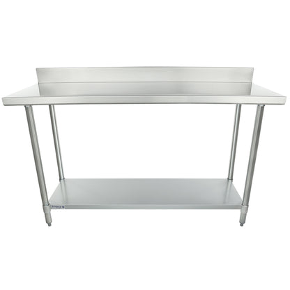 60" x 24" Standard Duty Work Table 18 Gauge Stainless Steel with 4" Backsplash and Galvanized Undershelf, NSF Work Table, 54" - 62", Stainless Steel Top Empura
