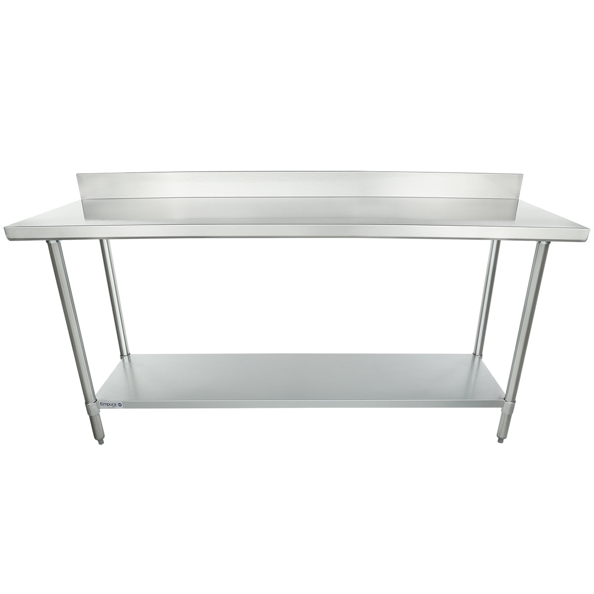 Empura 72" x 24" 18-Gauge 304 Stainless Steel Commercial Work Table with 4" Backsplash Galvanized Legs and Undershelf