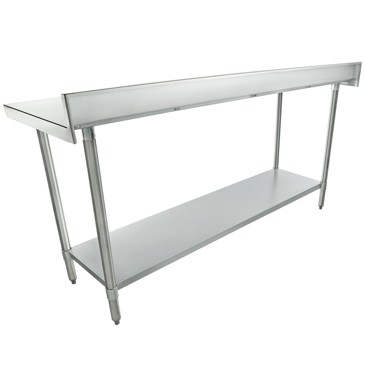 Empura 72" x 24" 18-Gauge 304 Stainless Steel Commercial Work Table with 4" Backsplash Galvanized Legs and Undershelf