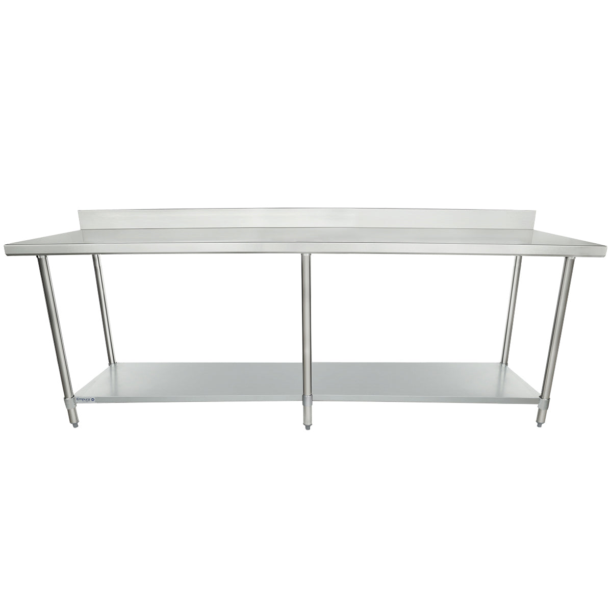 Empura 96" x 24" 18-Gauge 304 Stainless Steel Commercial Work Table with 4" Backsplash Galvanized Legs and Undershelf