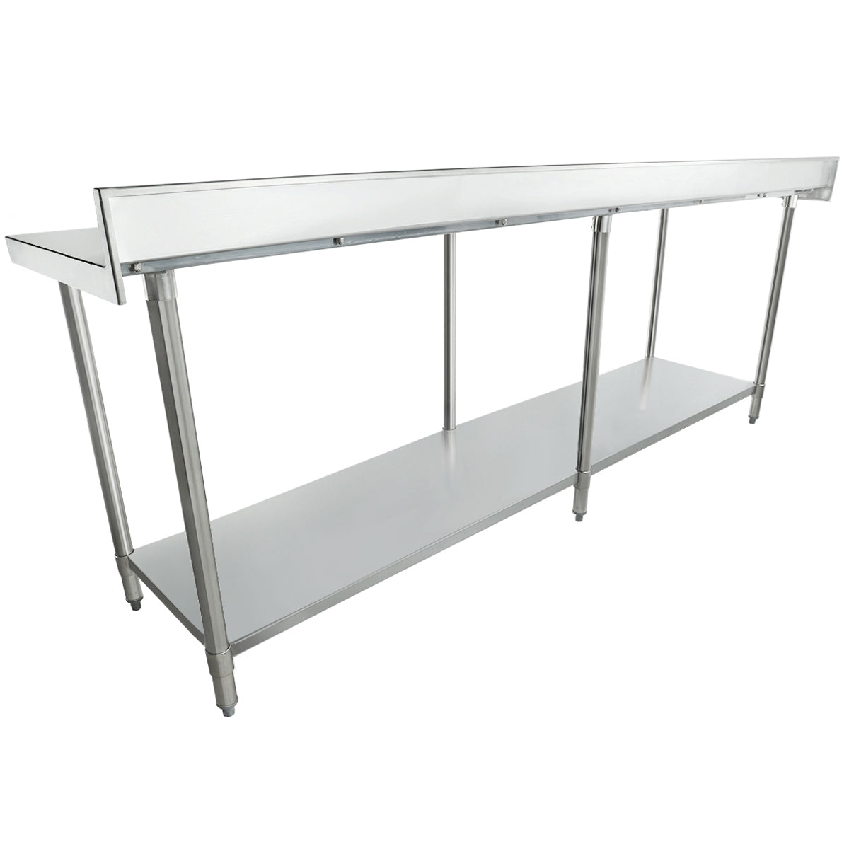 Empura 96" x 24" 18-Gauge 304 Stainless Steel Commercial Work Table with 4" Backsplash Galvanized Legs and Undershelf