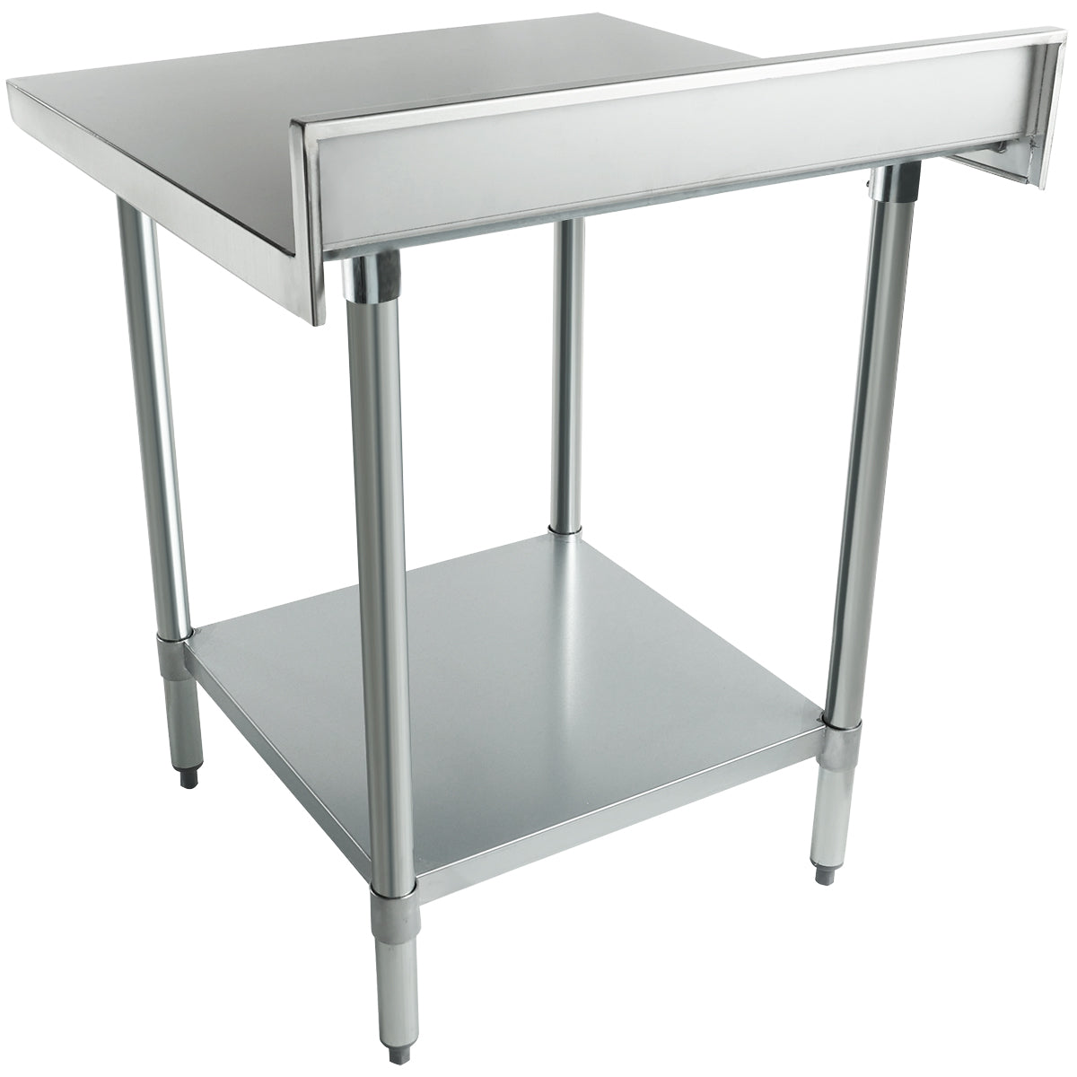 Empura 30" x 30" 18-Gauge 304 Stainless Steel Commercial Work Table with 4" Backsplash Galvanized Legs and Undershelf