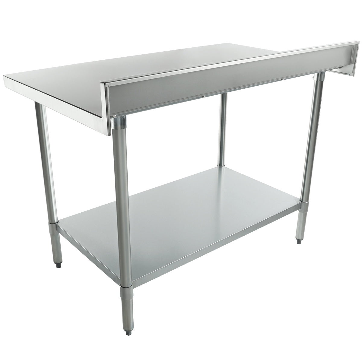 Empura 48" x 30" 18-Gauge 304 Stainless Steel Commercial Work Table with 4" Backsplash Galvanized Legs and Undershelf