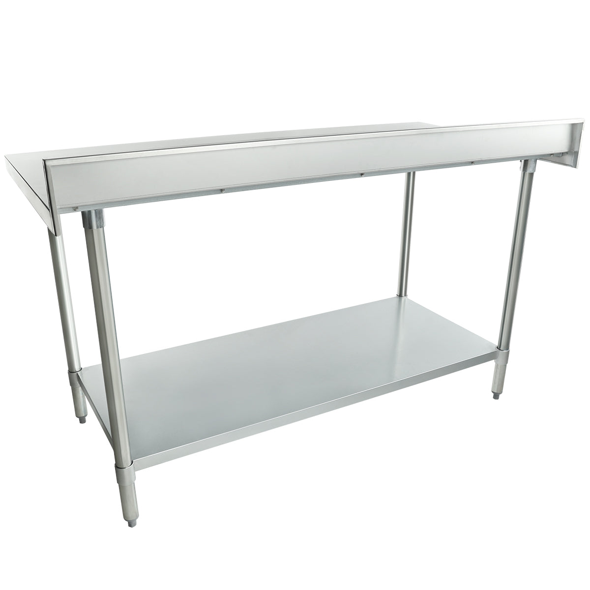 Empura 60" x 30" 18-Gauge 304 Stainless Steel Commercial Work Table with 4" Backsplash Galvanized Legs and Undershelf