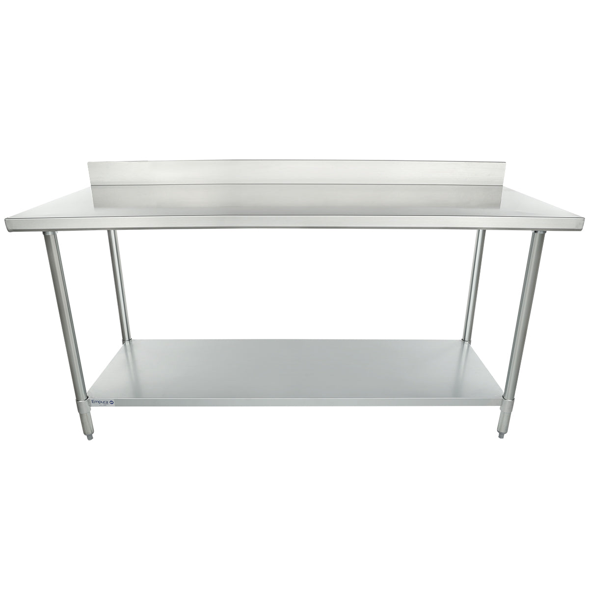 Empura 72" x 30" 18-Gauge 304 Stainless Steel Commercial Work Table with 4" Backsplash Galvanized Legs and Undershelf