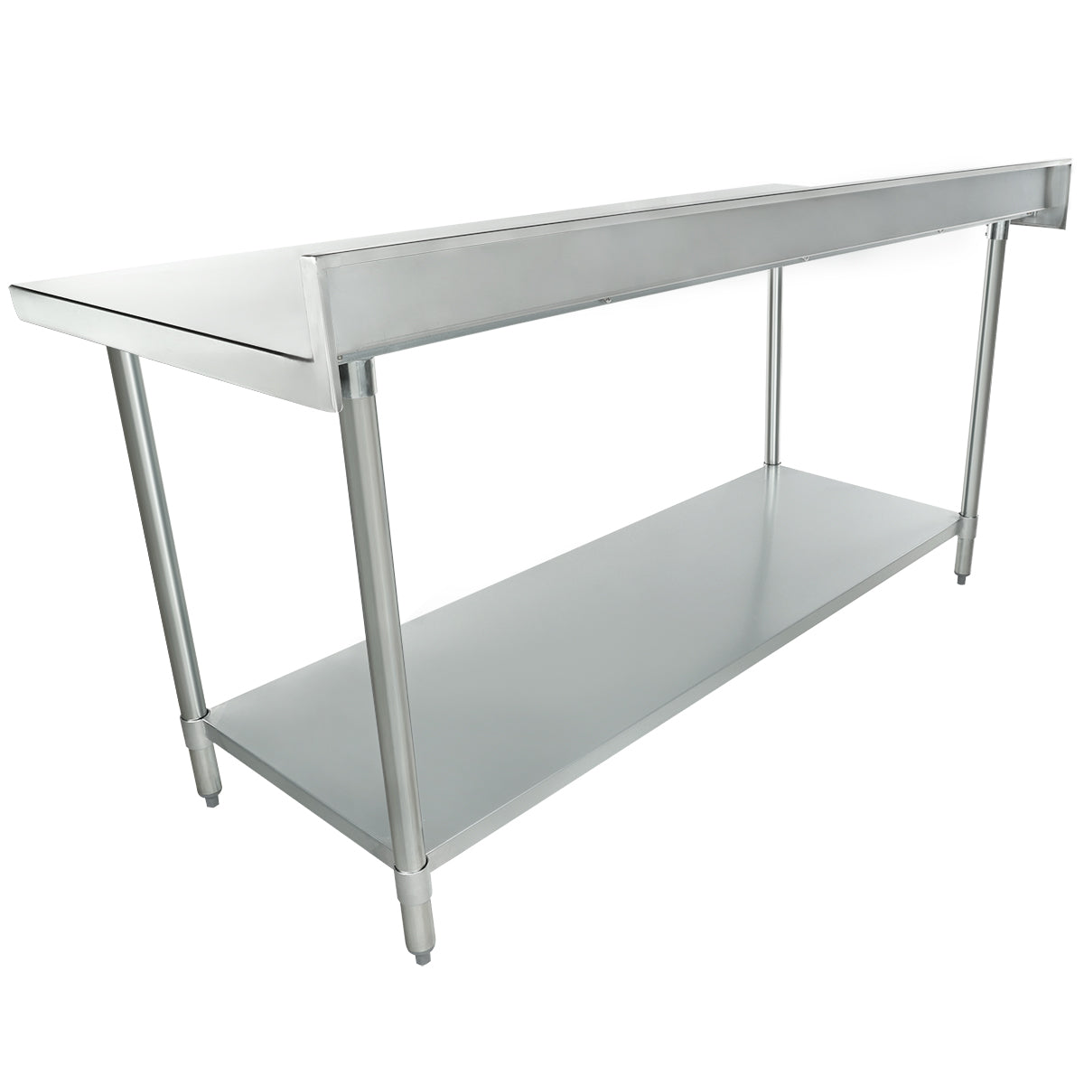 Empura 72" x 30" 18-Gauge 304 Stainless Steel Commercial Work Table with 4" Backsplash Galvanized Legs and Undershelf