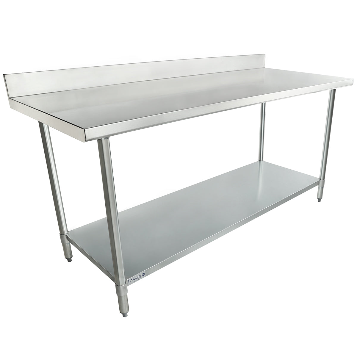 72" x 30" Standard Duty Work Table 18 Gauge Stainless Steel with 4" Backsplash and Galvanized Undershelf, NSF Work Table, 63" - 72", Stainless Steel Top Empura