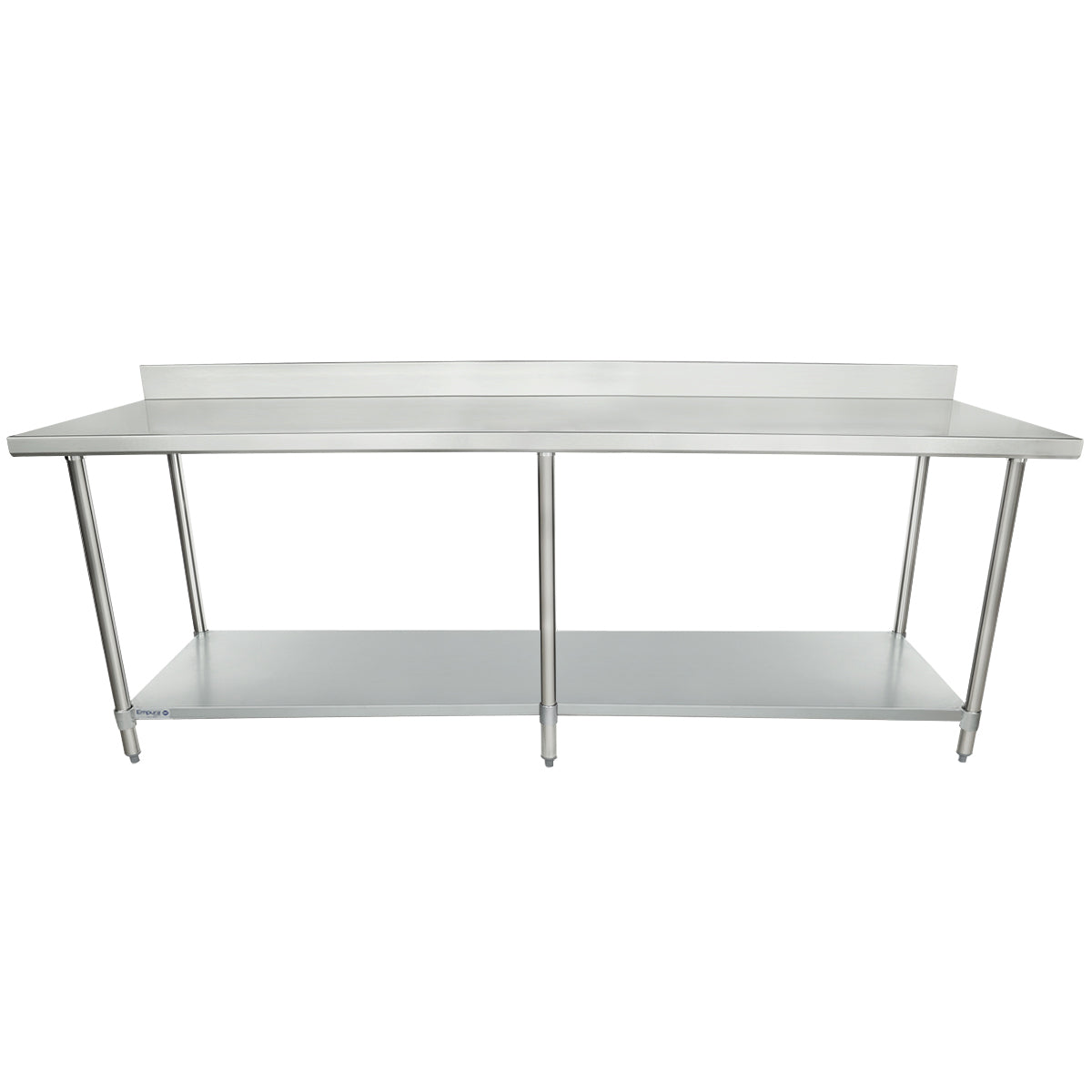 Empura 96" x 30" 18-Gauge 304 Stainless Steel Commercial Work Table with 4" Backsplash Galvanized Legs and Undershelf