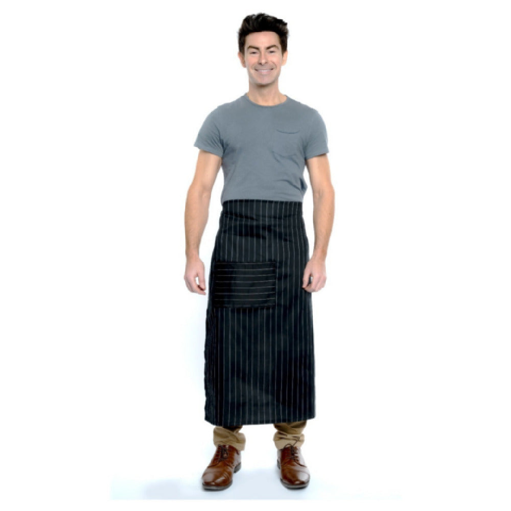 34" Pin Stripe Poly-Cotton Blend Waist Apron with 2 Pockets Poly-Cotton