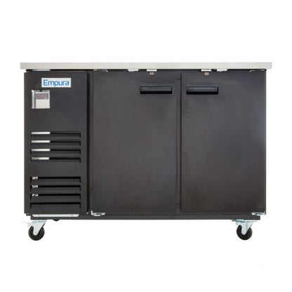 59" x 28" Swing Solid Door Powder Coated Black Stainless Steel Commercial Back Bar Refrigerator Back Bar Cabinet, Refrigerated Empura