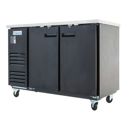 59" x 28" Swing Solid Door Powder Coated Black Stainless Steel Commercial Back Bar Refrigerator Back Bar Cabinet, Refrigerated Empura