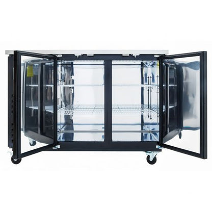 59" x 28" Swing Solid Door Powder Coated Black Stainless Steel Commercial Back Bar Refrigerator Back Bar Cabinet, Refrigerated Empura