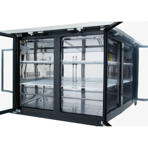 59" x 28" Swing Solid Door Powder Coated Black Stainless Steel Commercial Back Bar Refrigerator Back Bar Cabinet, Refrigerated Empura