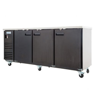 90" x 28" Swing Solid Door Powder Coated Black Stainless Steel Commercial Back Bar Refrigerator Back Bar Cabinet, Refrigerated Empura