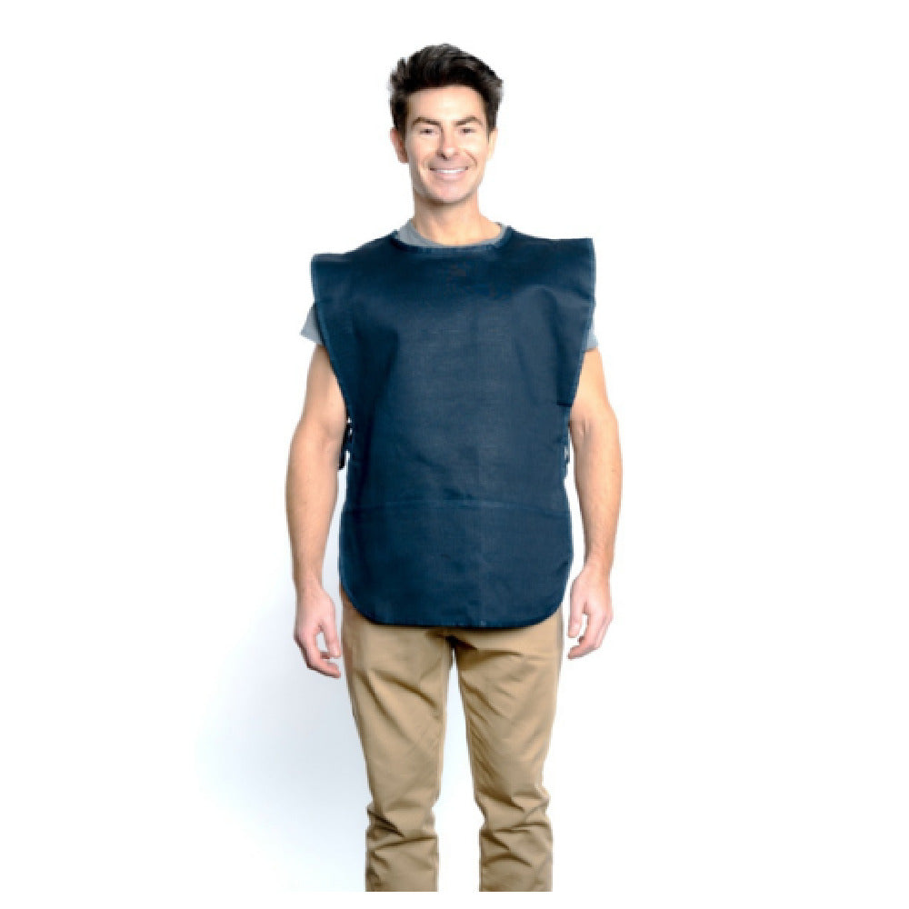 29" Navy Blue Poly-Cotton Blend Cobbler Apron with 2 Front Pockets