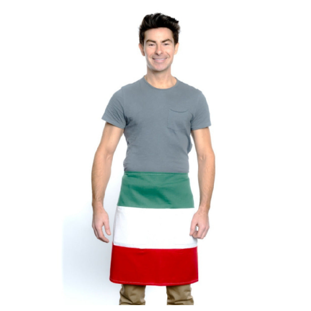 20" Poly-Cotton Blend Waist Apron with Italian Flag Pattern
