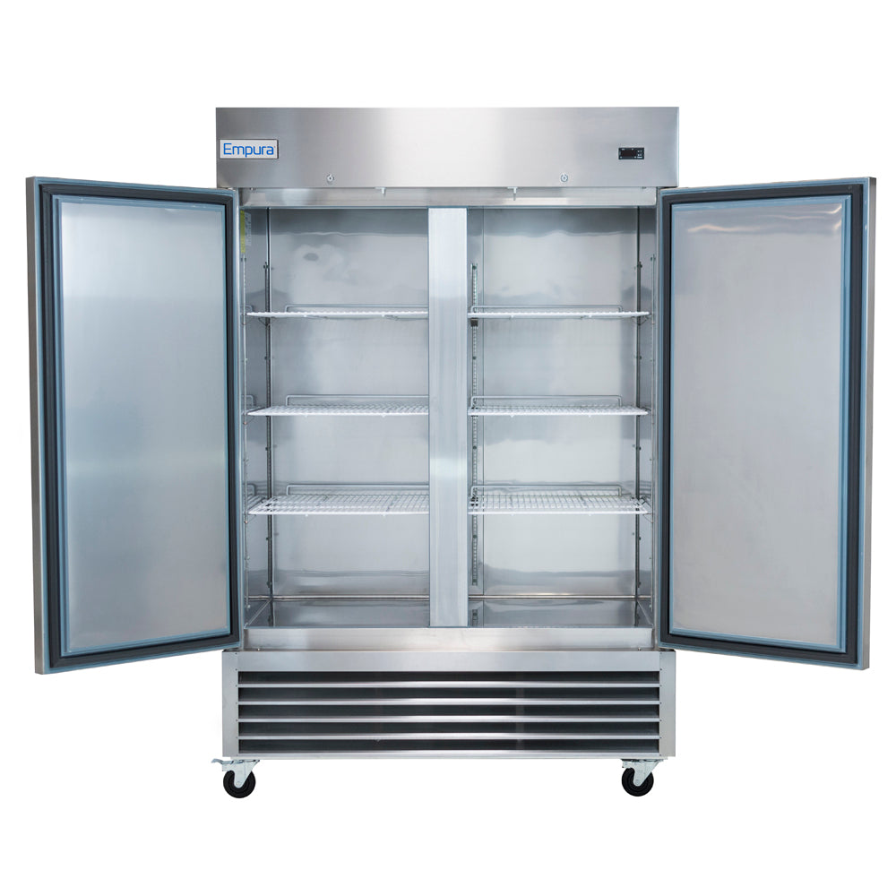 Empura E-KB54R 53.9" Reach In Bottom-Mount Stainless Steel Refrigerator With 2 Full-Height Solid Doors - 41.6 Cu Ft, 115 Volts