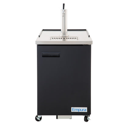 24" Single Tap Commercial Kegerator Beer Dispenser - Black Powder-Coated Steel, Holds (1) 1/2 Keg Draft Beer Dispensing Tower Empura